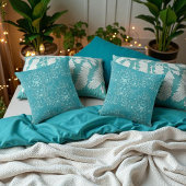 デリケート2トーンファンシーフローラティール（緑がかった色）ダマスク クッション