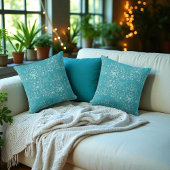 デリケート2トーンファンシーフローラティール（緑がかった色）ダマスク クッション