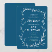 デリケート・ボタニカルスターオブデイヴィッドバーバルミツワー 招待状 (正面/裏面)