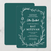 デリケート・ボタニカルスターオブデイヴィッドバーバルミツワー 招待状 (正面/裏面)