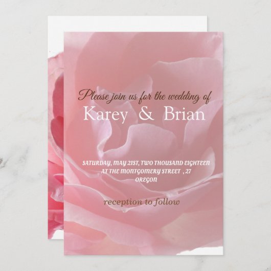 デリケート&ユニーク結婚式招待状カードバラ 招待状 (正面/裏面)