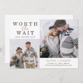 デリケート | 2つの写真の新しい日結婚付 セーブザデート (正面/裏面)