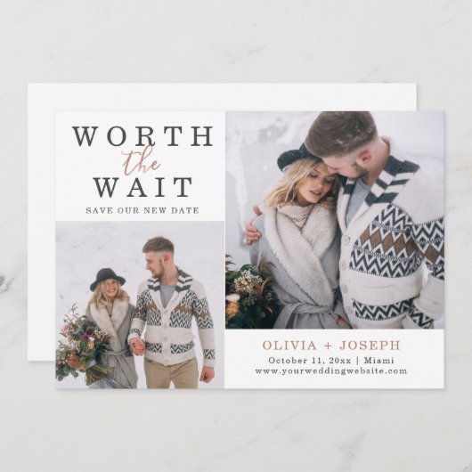 デリケート | 2つの写真の新しい日結婚付 セーブザデート (正面/裏面)