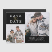 デリケート | 2枚のフォトウェディング日付を保存 マグネット招待状 (正面/裏面)