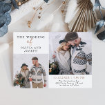 デリケート | 2枚のフォト結婚式招待状 招待状<br><div class="desc">このシンプル結婚式招待状とスタイリッシュクラシックはエレガント、あなたの個人的な写真の二つお気に入りのと、のダークグレーの文字とミニマルな外観のためのバラ金ゴールドのスクリプトを備えフェイクている。</div>