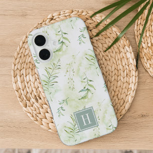 デリケートEtherealパステルグリーンボタニカルモノグラム iPhone 16ケース