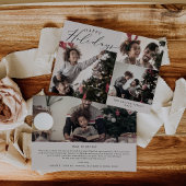 デリケートGreigeハッピーホリデー4フォトニュースレター シーズンカード