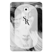 デリケートVellum透明度白黒イニシャル マグネット (縦)