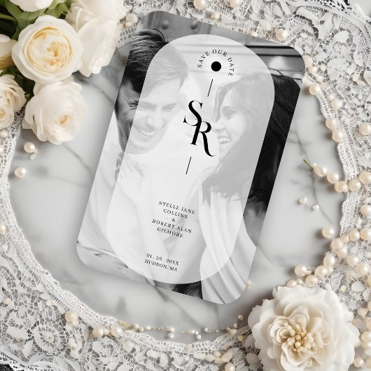 デリケートVellum透明度白黒イニシャル マグネット