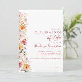 デリケートWatercolorワイルドフラワーお祝いの生活 招待状 (スタンド正面)