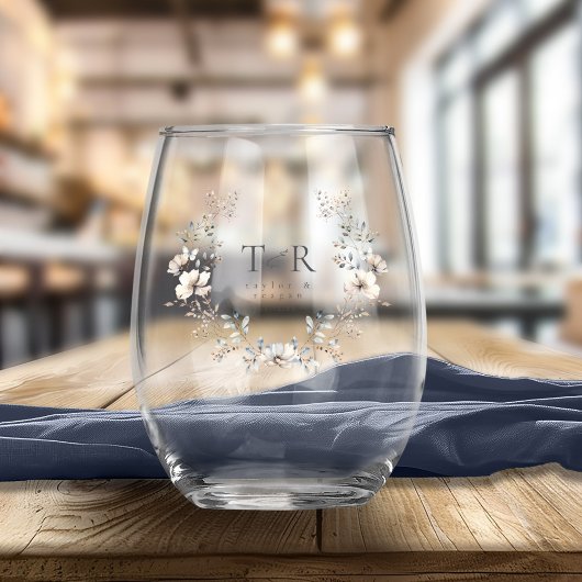 デリケートWildflowerリース結婚ID1102 ステムなしワイングラス