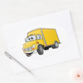 デリバリートラックイエローアニメ 楕円形シール (封筒)