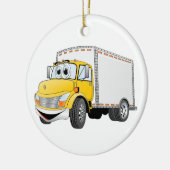 デリバリートラックイエローホワイトボックス漫画 セラミックオーナメント (左)