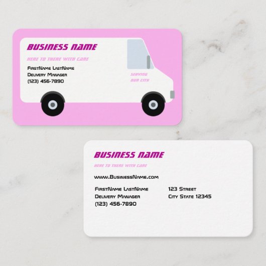 デリバリーバンピンクの名刺 名刺 (正面/裏面)