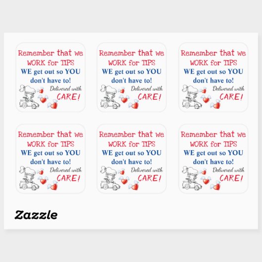 デリバリーリマインダースタンプ（ヒントを得るためにWe Work） スクエアシール (シート)