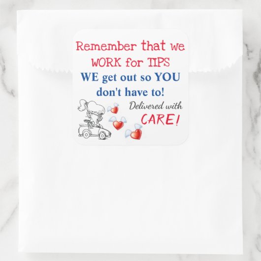 デリバリーリマインダースタンプ(ヒントを得るためにWe Work) スクエアシール (バッグ)