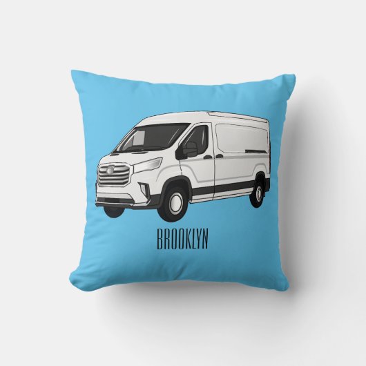 デリバリー・ヴァン・カートゥーン・イラストレーション クッション (正面)