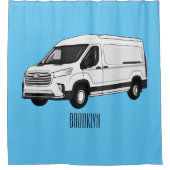 デリバリー・ヴァン・カートゥーン・イラストレーション シャワーカーテン (正面)