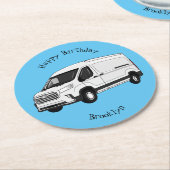 デリバリー・ヴァン・カートゥーン・イラストレーション ラウンドペーパーコースター (アングル)