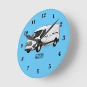 デリバリー・ヴァン・カートゥーン・イラストレーション ラウンド壁時計 (傾斜)