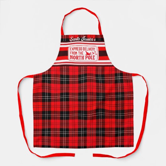 デリバリ表現ー北極クリスマステーマ名前をカスタムする エプロン (正面)