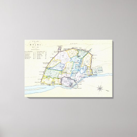デリーの計画1857-58、Guyotによって刻まれた キャンバスプリント (正面)