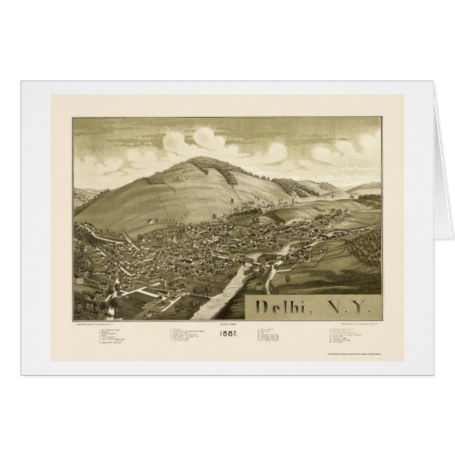 デリーのNYのパノラマ式の地図- 1887年 (正面横)