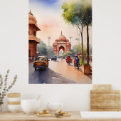 デリー水彩画 ポスター (キッチン)