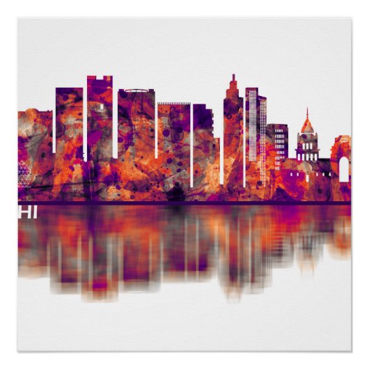 デリー・インディア・スカイライン ポスター (正面)