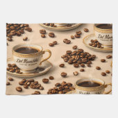 デルのお菓子コーヒー豆のビンテージスタイルの紅茶 キッチンタオル (横)