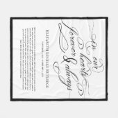 デルのハートフォーエバーブラック&ホワイト悔やみや弔慰 フリースブランケット (正面(横))