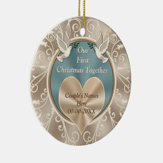 デルのパーソナライズされた初めてのクリスマス セラミックオーナメント (右)