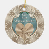 デルのパーソナライズされた初めてのクリスマス セラミックオーナメント (正面)