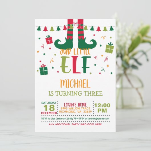 デルのリトル小妖精や小人誕生日招待状- WH 招待状 (スタンド正面)