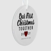 デルの初めてのクリスマスでハートパーソナライズされたを オーナメント (正面)