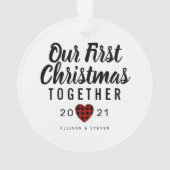 デルの初めてのクリスマスでハートパーソナライズされたを オーナメント (裏面)