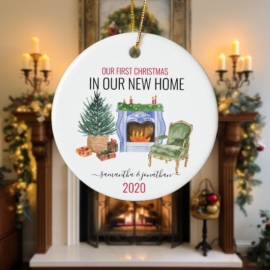 デルの初めてのクリスマスインニューホームウォーターカラー セラミックオーナメント