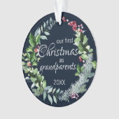 デルの初めてのクリスマスズアズ祖父母モダンリース オーナメント (正面)