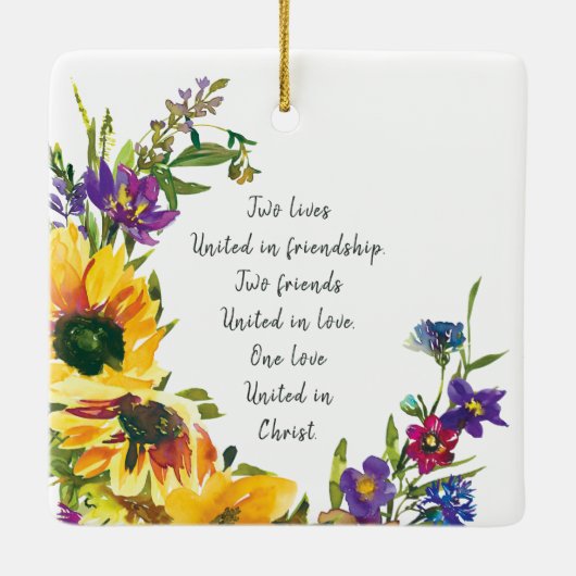 デルの初めてのクリスマスフローラ感動的引用文 セラミックオーナメント (裏面)