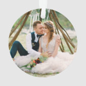 デルの初めてのクリスマスユーカリ葉金ゴールド写真 オーナメント (裏面)