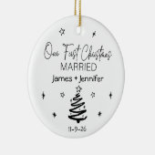 デルの初めてのクリスマス結婚した名前をカスタムすると写真 セラミックオーナメント (右)