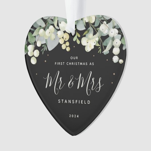 デルの初めてのクリスマスMr&Mrフォトハート オーナメント (正面)