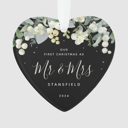 デルの初めてのクリスマスMr&Mrフォトハート オーナメント (正面)