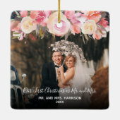 デルの初めてのクリスマスNewlyweds 2フォトフローラ セラミックオーナメント (裏面)