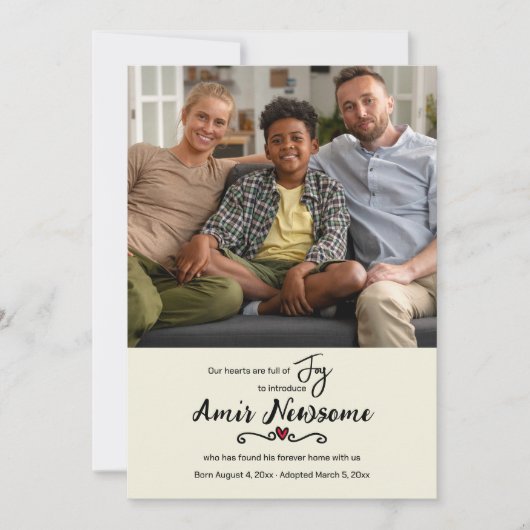 デルの家族が写真の採用を発表 案内状 (正面)