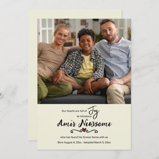 デルの家族が写真の採用を発表 案内状 (正面/裏面)