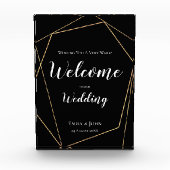 デルの文字/結婚金ゴールドジオメトリブラックへようこそ フォトブロック (正面)