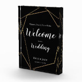 デルの文字/結婚金ゴールドジオメトリブラックへようこそ フォトブロック (右)