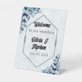 デルの青結婚色バラへようこそ 台座サイン