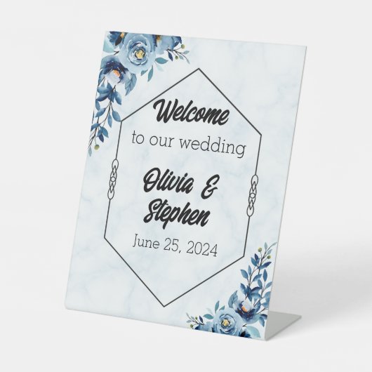 デルの青結婚色バラへようこそ 台座サイン (正面)